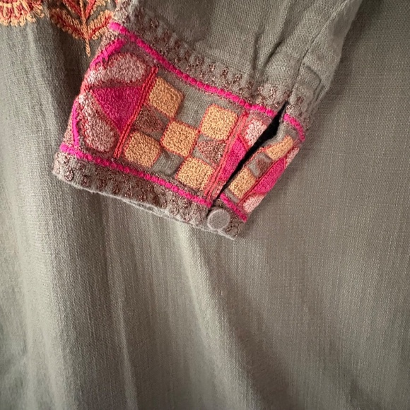 Ethnic Green Embroidered Pakistani Cotton Phiran 3/4 Sleeve Dress Women's Small - Picture 6 of 11